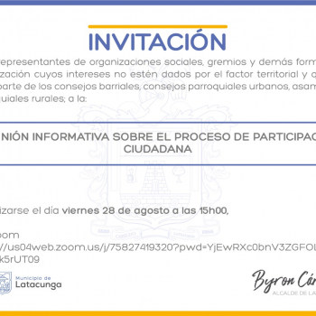 Invitación Reunión Informativa Sobre el Proceso de Participación Ciudadana. 